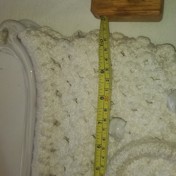 Vintage Handmade Elegant White Macrame Crocheted Shoulder Bag - Picture 9 of 10